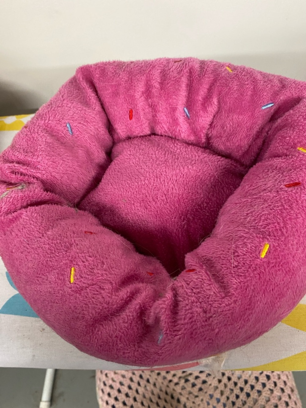 3/$15. Plush Pink Sprinkle DonutPet Bed - Cozy